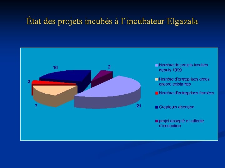 État des projets incubés à l’incubateur Elgazala 