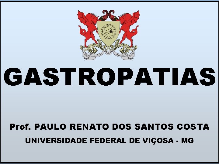GASTROPATIAS Prof. PAULO RENATO DOS SANTOS COSTA UNIVERSIDADE FEDERAL DE VIÇOSA - MG 