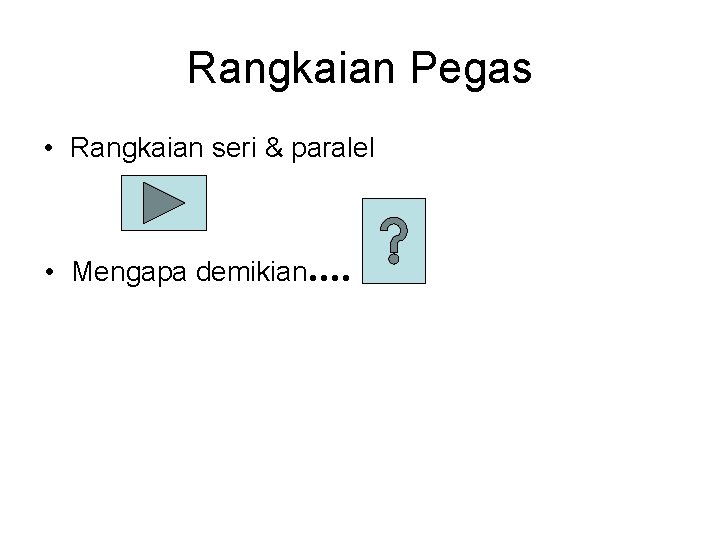 Rangkaian Pegas • Rangkaian seri & paralel • Mengapa demikian …. 