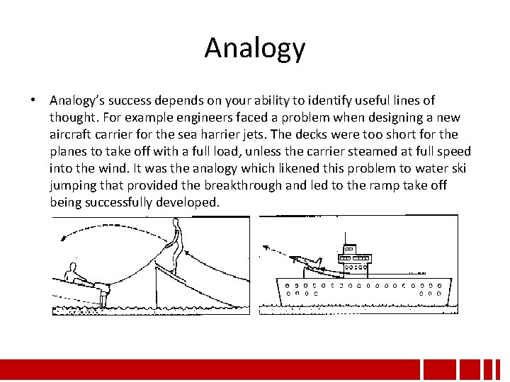 Analogy • Analogy’s success depends on your ability to identify useful lines of thought. Analogy • Analogy’s success depends on your ability to identify useful lines of thought.