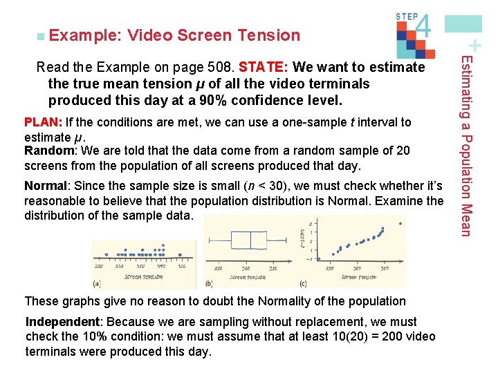 Video Screen Tension PLAN: If the conditions are met, we can use a one-sample