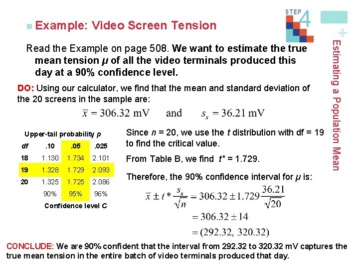 Video Screen Tension DO: Using our calculator, we find that the mean and standard
