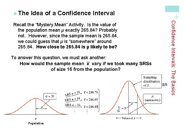 Idea of a Confidence Interval To answer this question, we must ask another: Confidence