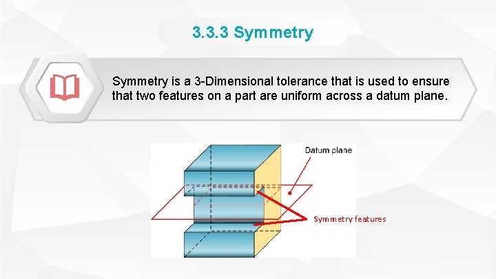 3. 3. 3 Symmetry is a 3 -Dimensional tolerance that is used to ensure