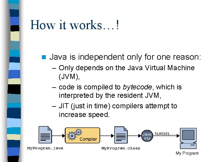 How it works…! n Java is independent only for one reason: – Only depends How it works…! n Java is independent only for one reason: – Only depends
