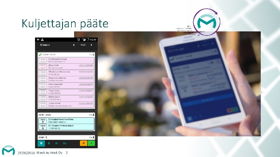 Kuljettajan pääte 27/06/2018 Movit by intoit Oy 2 