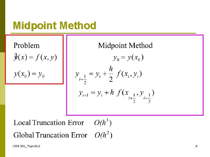 Midpoint Method CISE 301_Topic 8 L 3 8 