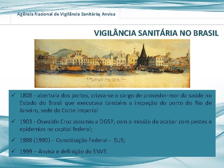 Agência Nacional de Vigilância Sanitária Anvisa VIGIL NCIA SANITÁRIA NO BRASIL ü 1808 -