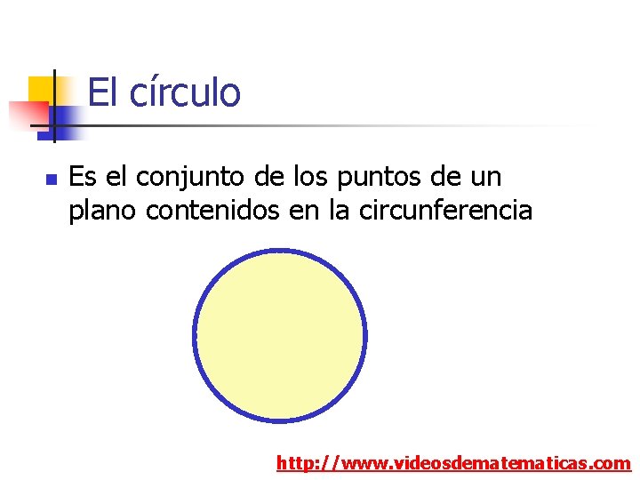 El círculo n Es el conjunto de los puntos de un plano contenidos en