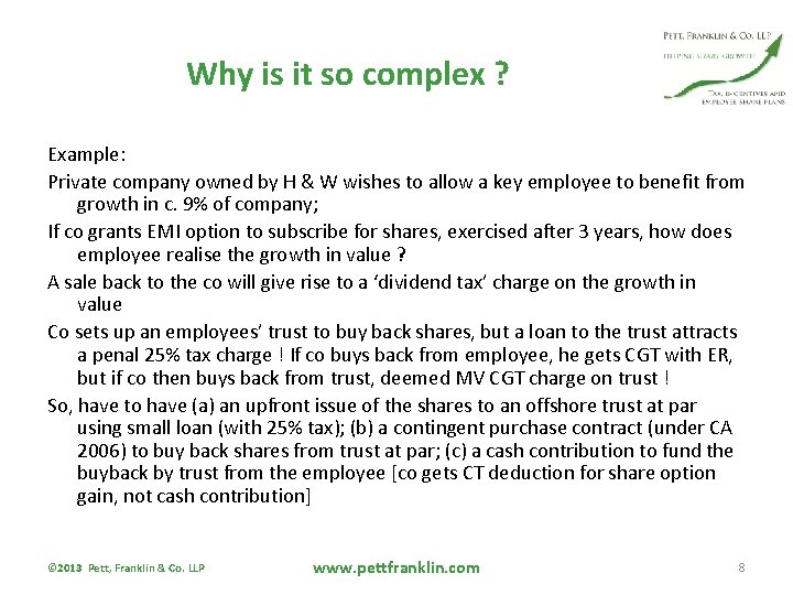 Why is it so complex ? Example: Private company owned by H & W