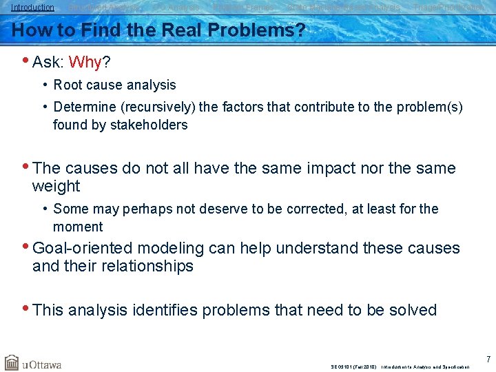 Introduction Structured Analysis OO Analysis Problem Frames State Machine-Based Analysis Triage/Prioritization How to Find