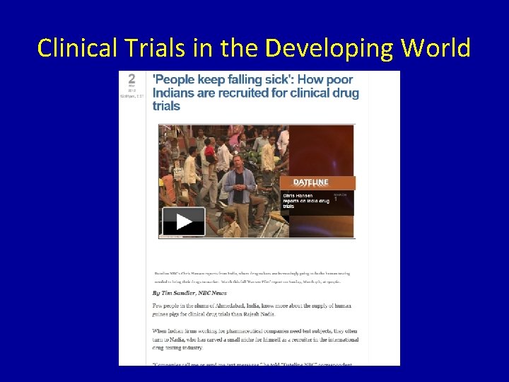 Clinical Trials in the Developing World 