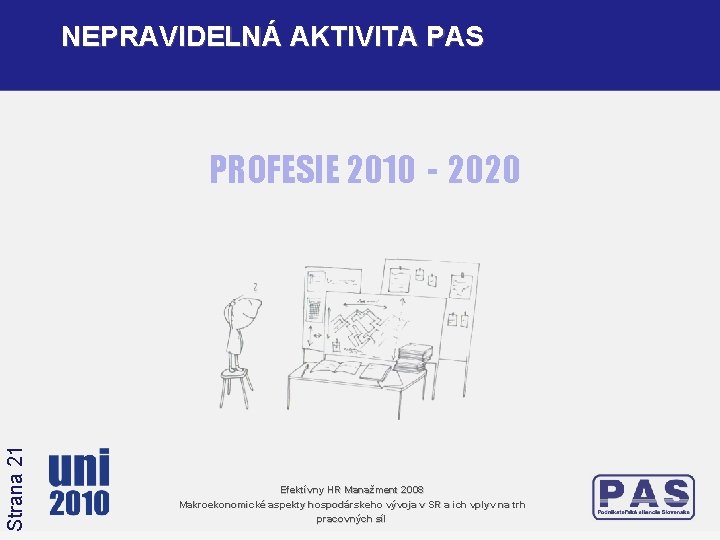 NEPRAVIDELNÁ AKTIVITA PAS Strana 21 PROFESIE 2010 - 2020 Efektívny HR Manažment 2008 Makroekonomické NEPRAVIDELNÁ AKTIVITA PAS Strana 21 PROFESIE 2010 - 2020 Efektívny HR Manažment 2008 Makroekonomické