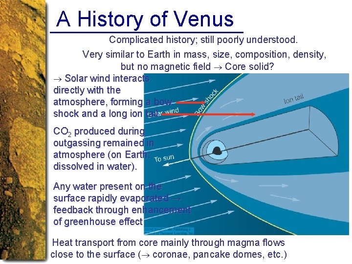 A History of Venus Complicated history; still poorly understood. Very similar to Earth in
