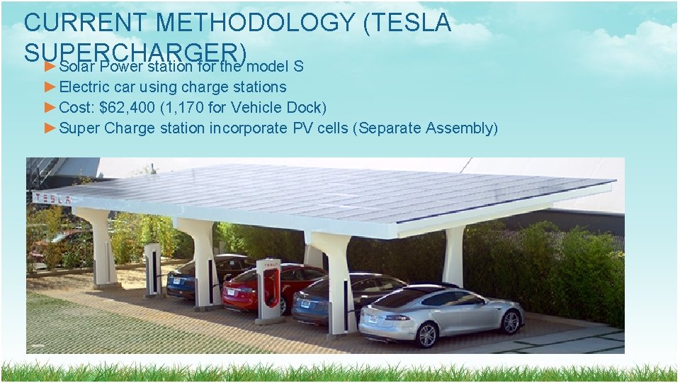 CURRENT METHODOLOGY (TESLA SUPERCHARGER) ►Solar Power station for the model S ►Electric car using CURRENT METHODOLOGY (TESLA SUPERCHARGER) ►Solar Power station for the model S ►Electric car using