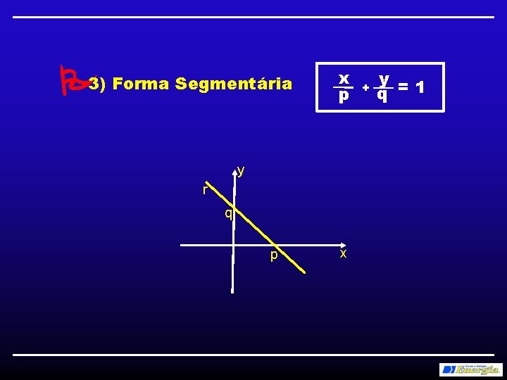  3) Forma Segmentária x p y r q p x + y =1