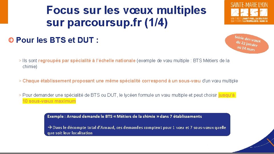 Focus sur les vœux multiples sur parcoursup. fr (1/4) Saisie d es v du