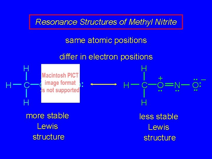 Resonance Structures of Methyl Nitrite same atomic positions H H C . . O.