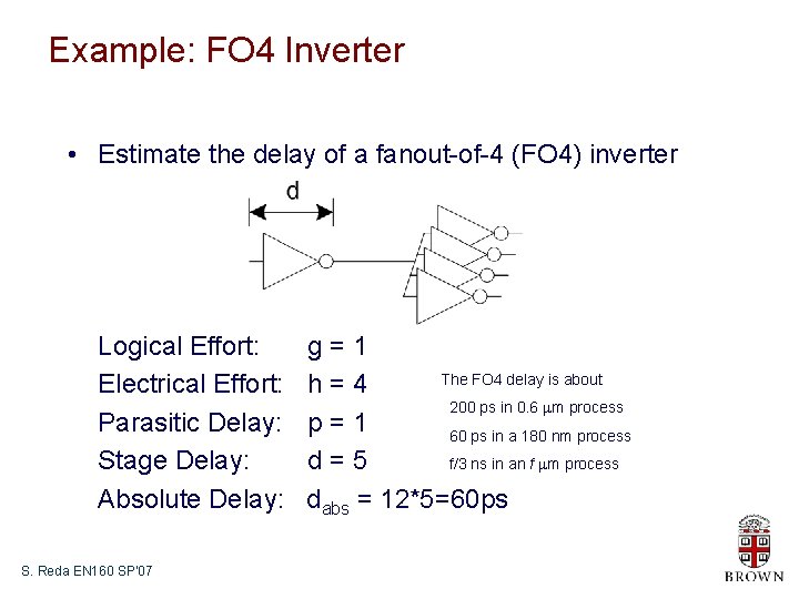 Example: FO 4 Inverter • Estimate the delay of a fanout-of-4 (FO 4) inverter