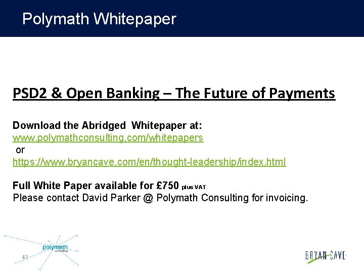 Polymath Whitepaper PSD 2 & Open Banking – The Future of Payments Download the