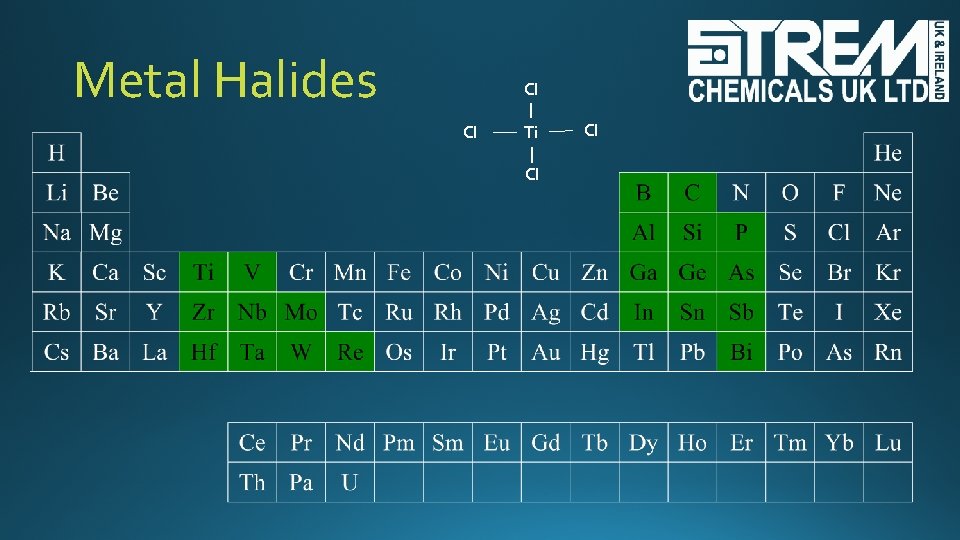 Metal Halides Cl Cl Ti Cl Cl 