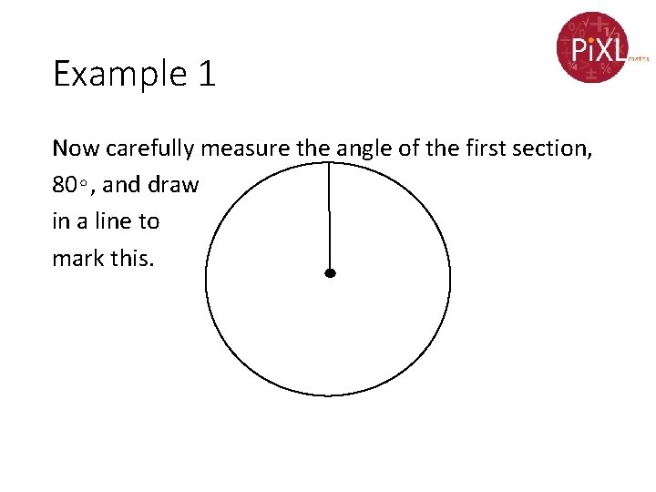 Example 1 Now carefully measure the angle of the first section, 80∘, and draw