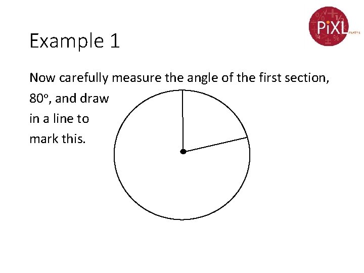 Example 1 Now carefully measure the angle of the first section, 80 o, and