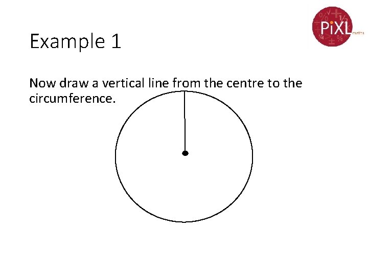 Example 1 Now draw a vertical line from the centre to the circumference. 