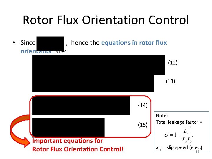 Rotor Flux Orientation Control • Since , hence the equations in rotor flux orientation