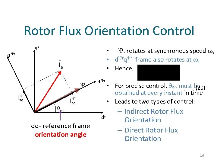 Rotor Flux Orientation Control qs • r rotates at synchronous speed s • d