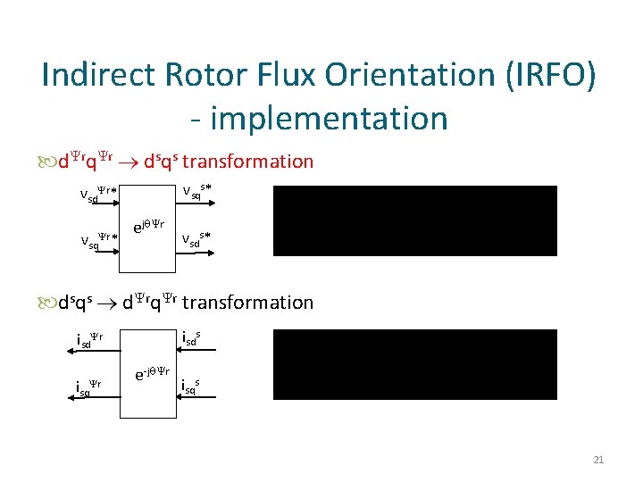 Indirect Rotor Flux Orientation (IRFO) - implementation d rq r dsqs transformation vsqs* vsd