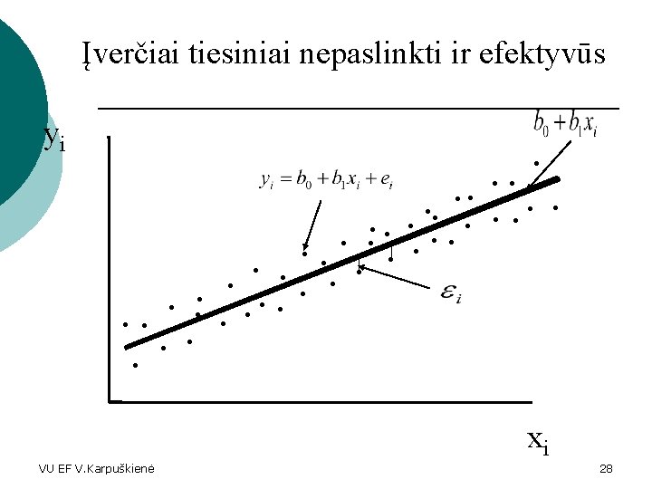 Įverčiai tiesiniai nepaslinkti ir efektyvūs yi . . xi VU EF V. Karpuškienė 28