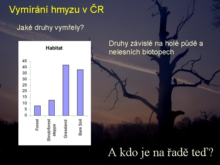 Vymírání hmyzu v ČR Jaké druhy vymřely? Druhy závislé na holé půdě a nelesních Vymírání hmyzu v ČR Jaké druhy vymřely? Druhy závislé na holé půdě a nelesních