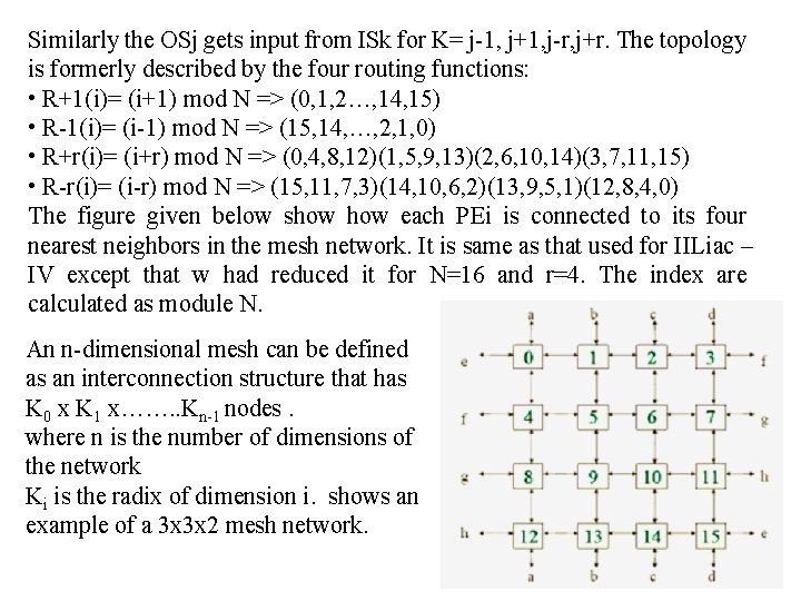 Similarly the OSj gets input from ISk for K= j-1, j+1, j-r, j+r. The