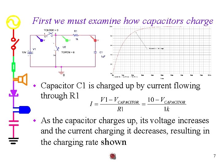 First we must examine how capacitors charge w Capacitor C 1 is charged up