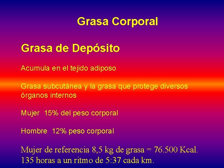 Grasa Corporal Grasa de Depósito Acumula en el tejido adiposo Grasa subcutánea y la