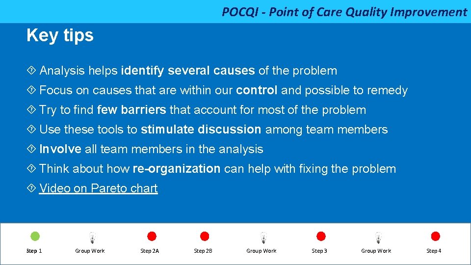 POCQI - Point of Care Quality Improvement Key tips Analysis helps identify several causes