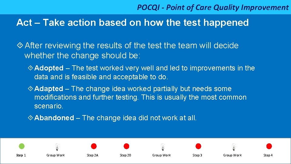 POCQI - Point of Care Quality Improvement Act – Take action based on how