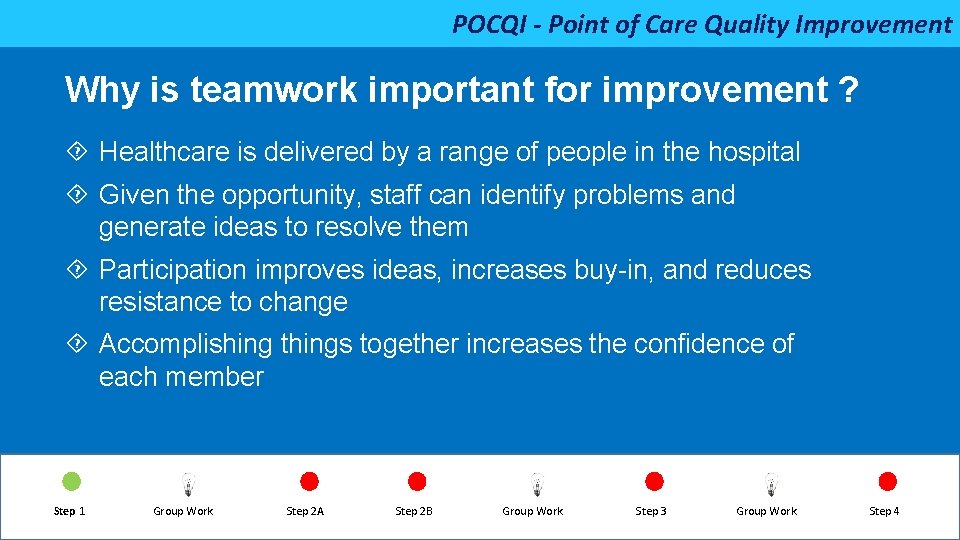 POCQI - Point of Care Quality Improvement Why is teamwork important for improvement ?