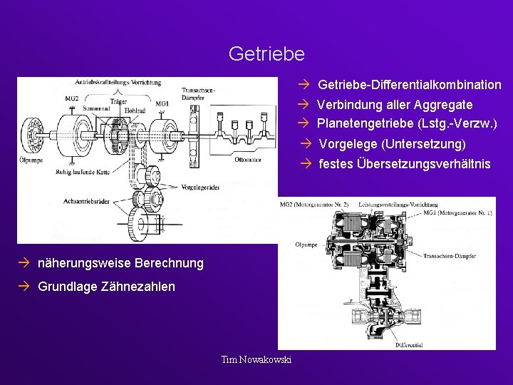 Getriebe Getriebe-Differentialkombination Verbindung aller Aggregate Planetengetriebe (Lstg. -Verzw. ) Vorgelege (Untersetzung) festes Übersetzungsverhältnis näherungsweise