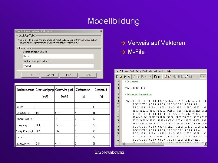 Modellbildung Verweis auf Vektoren M-File Tim Nowakowski 