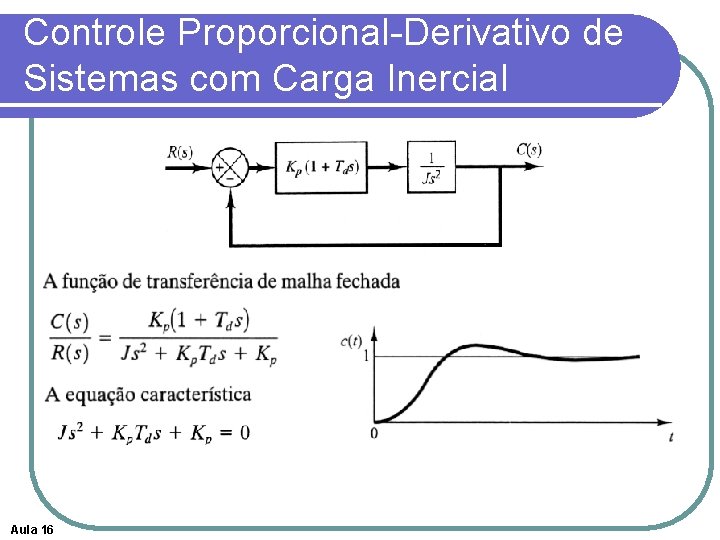Controle Proporcional-Derivativo de Sistemas com Carga Inercial Aula 16 