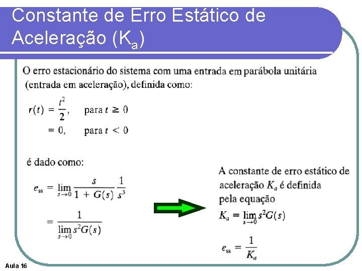 Constante de Erro Estático de Aceleração (Ka) Aula 16 