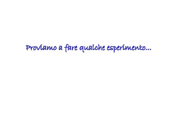 Proviamo a fare qualche esperimento. . . 