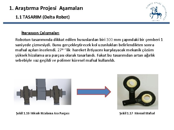 1. Araştırma Projesi Aşamaları 1. 1 TASARIM (Delta Robot) İterasyon Çalışmaları Robotun tasarımında dikkat