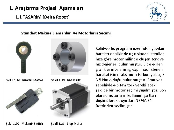 1. Araştırma Projesi Aşamaları 1. 1 TASARIM (Delta Robot) Standart Makine Elemanları Ve Motorların