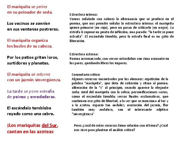 El mariquita se peina en su peinador de seda. Los vecinos se sonríen en El mariquita se peina en su peinador de seda. Los vecinos se sonríen en