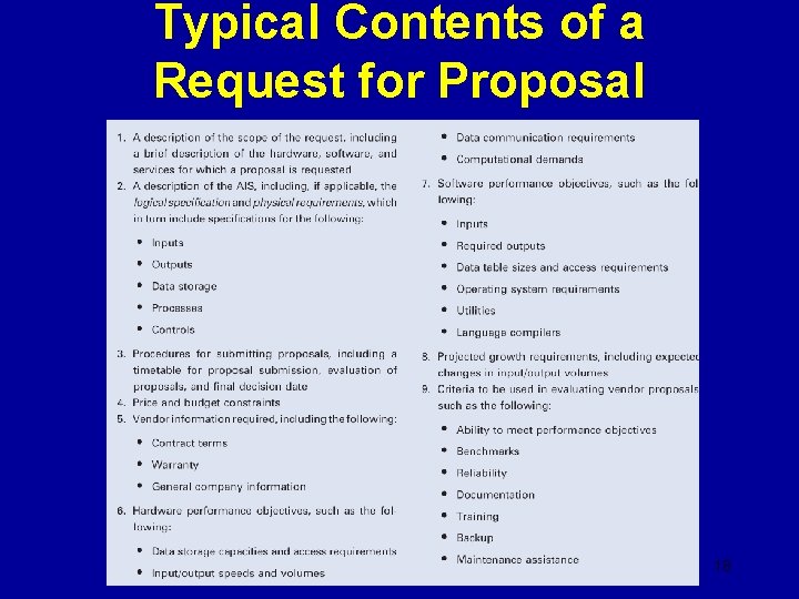 Typical Contents of a Request for Proposal 18 