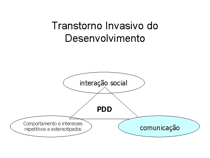 Transtorno Invasivo do Desenvolvimento interação social PDD Comportamento e interesses repetitivos e estereotipados comunicação