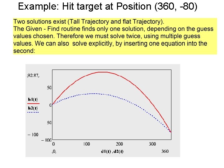 Example: Hit target at Position (360, -80) 